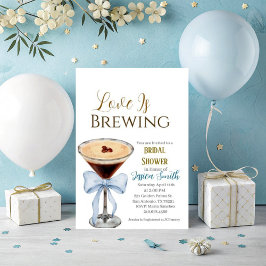 Invitación Love is Brewing Blue Bridal Shower Invitation 