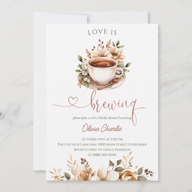 Invitación  Love is Brewing Bridal Shower (Anverso)