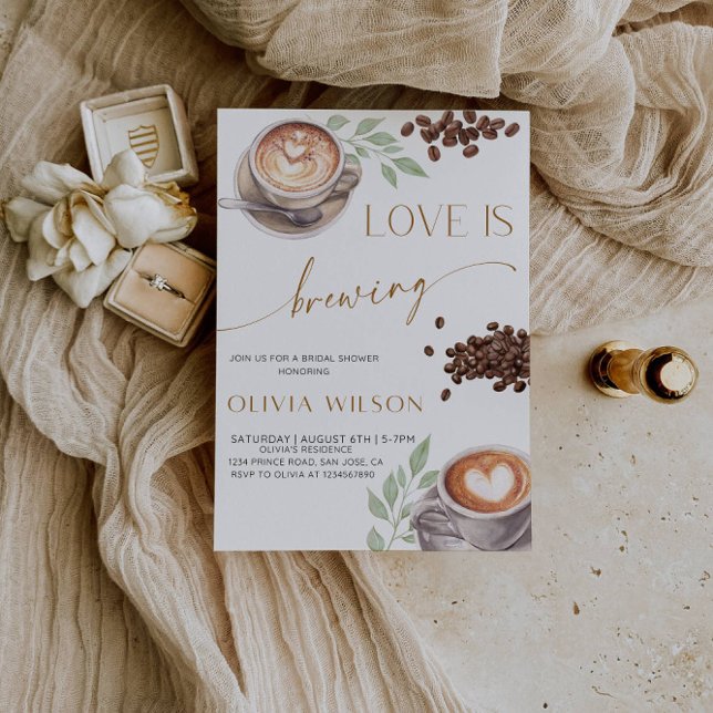 Invitación Love is Brewing Bridal Shower- Coffee Theme Party (Subido por el creador)