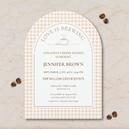 Invitación Love Is Brewing Bridal Shower Invitation | Gingham