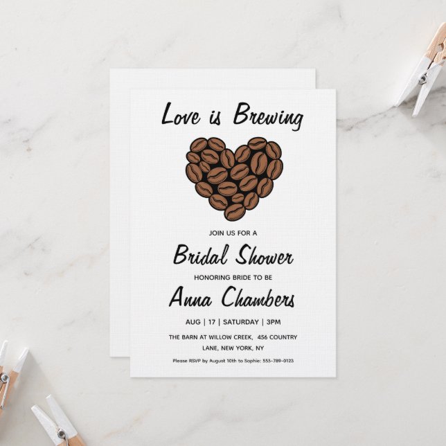 Invitación love is brewing bridal shower invitations (Anverso/Reverso In Situ)