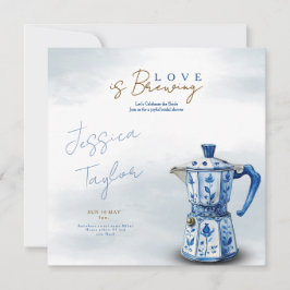Invitación Love is Brewing Chinoiserie blue Bridal Shower Inv