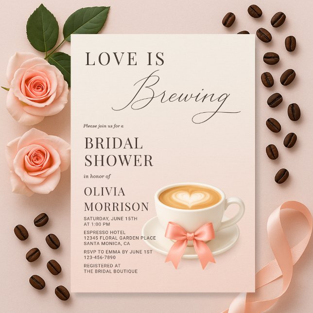 Invitación Love is Brewing Coffee Bridal Shower (Subido por el creador)