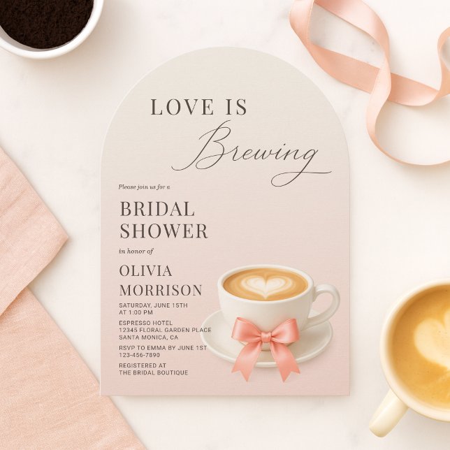 Invitación Love is Brewing Coffee Cafe Coquette Bridal Shower (Subido por el creador)