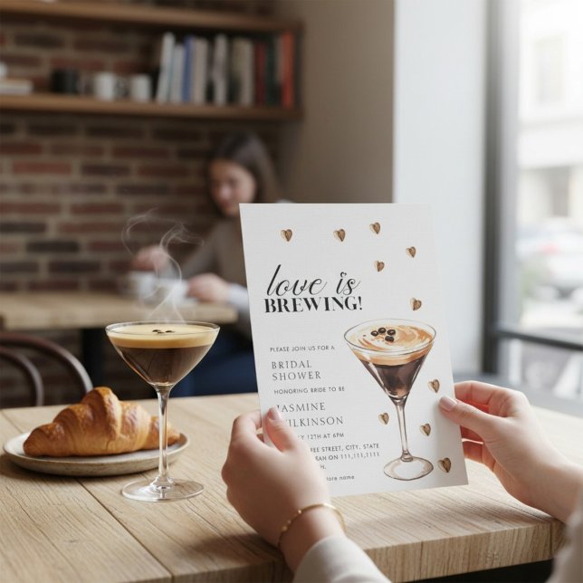 Invitación Love is Brewing Coffee Cocktail Bridal Shower  (Subido por el creador)