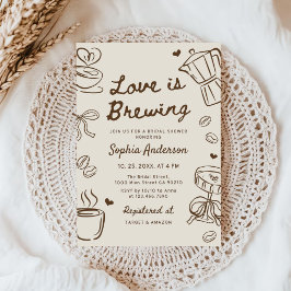 Invitación Love is Brewing Coffee Hand Drawn Bridal Shower