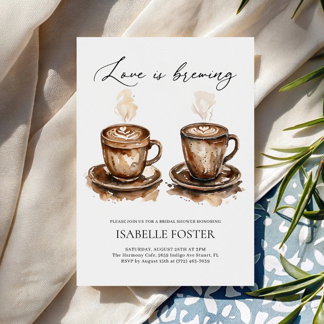 Invitación Love is Brewing Coffee Rustic Bridal Shower (Subido por el creador)