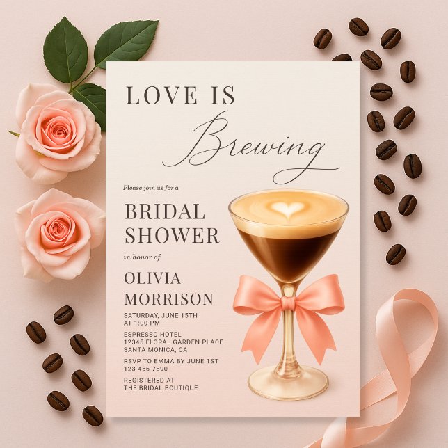 Invitación Love is Brewing Coquette Pink Bridal Shower (Subido por el creador)