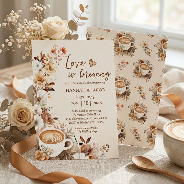Invitación Love is Brewing Couples Coffee Bridal Shower (Subido por el creador)