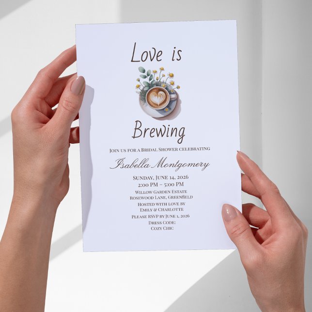 Invitación Love Is Brewing Cozy Espresso Bridal Shower (Love Is Brewing Cozy Espresso Bridal Shower Invitations)