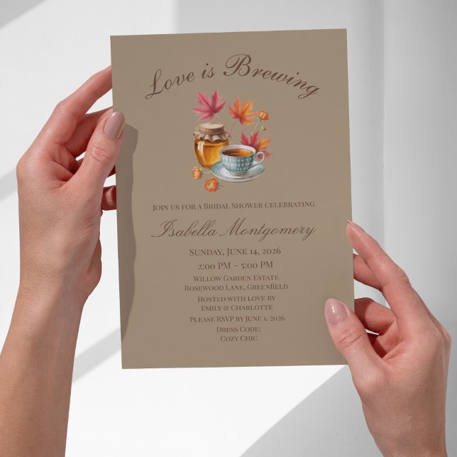 Invitación Love Is Brewing Cozy Tea Despedida de Soltera (Love Is Brewing Cozy Tea Bridal Shower Invitations
)