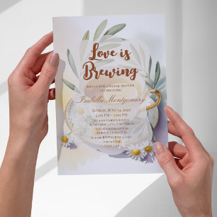 Invitación Love Is Brewing Desayuno Nupcial con Flor de Limón