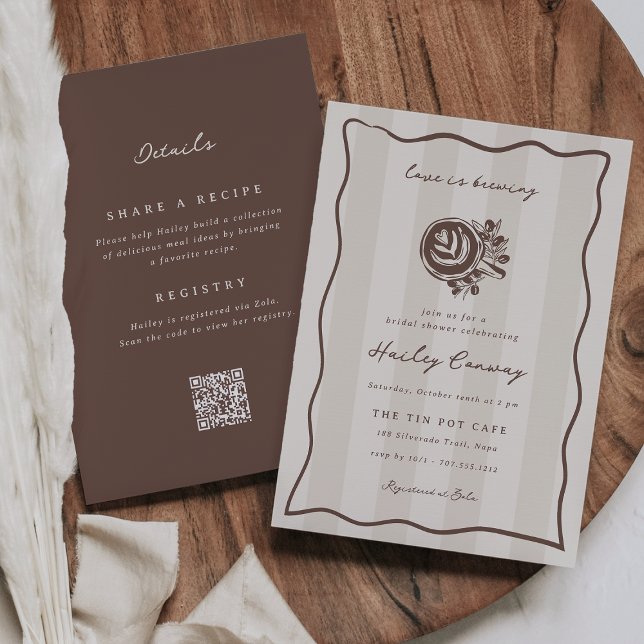 Invitación Love is Brewing Double Sided Coffee Bridal Shower (Subido por el creador)
