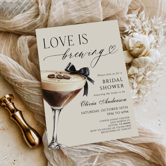 Invitación Love is Brewing Espresso Martini Bridal Shower (Subido por el creador)