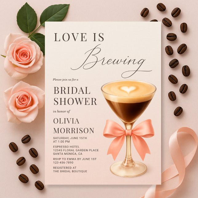 Invitación Love is Brewing Espresso Martini Bridal Shower (Subido por el creador)