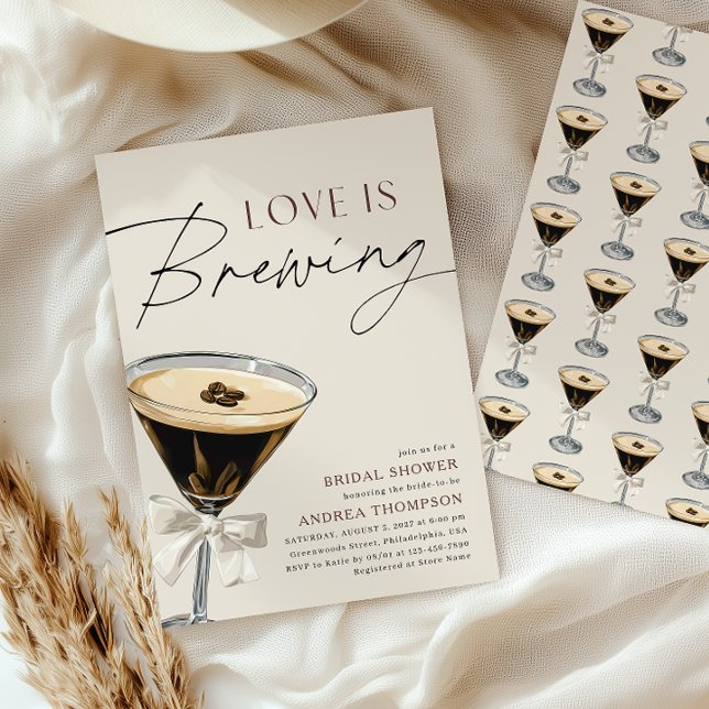 Invitación Love is Brewing Espresso Martini Bridal Shower (Subido por el creador)