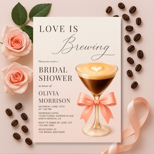 Invitación Love is Brewing Espresso Martini Bridal Shower (Subido por el creador)
