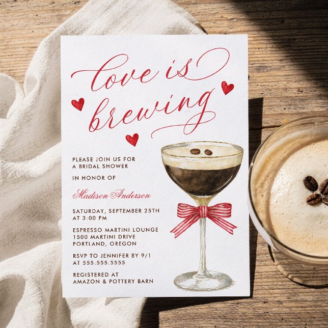 Invitación Love Is Brewing Espresso Martini Bridal Shower (Subido por el creador)