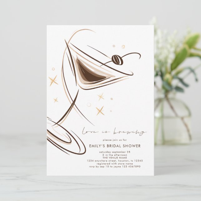 Invitación Love is Brewing Espresso Martini Bridal Shower (Anverso de pie)