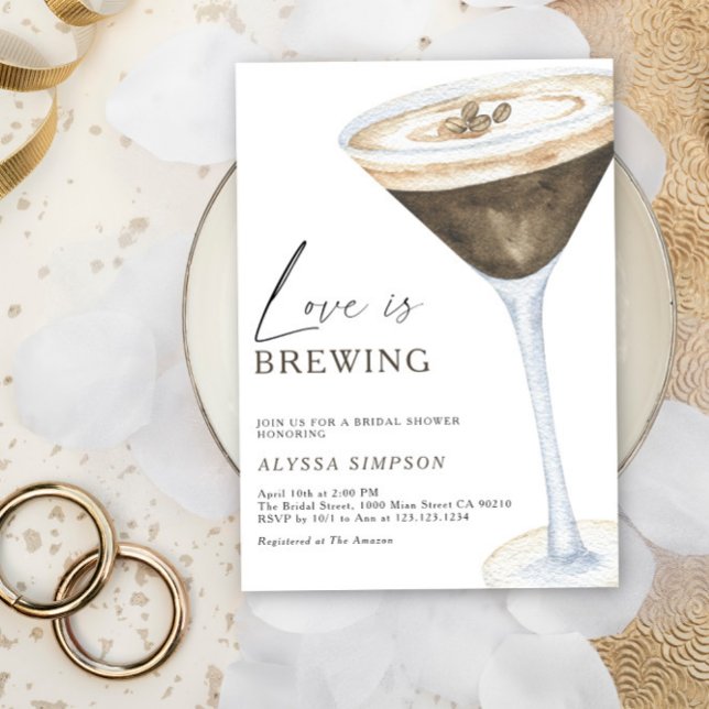 Invitación Love is Brewing Espresso Martini Despedida de Solt (Subido por el creador)