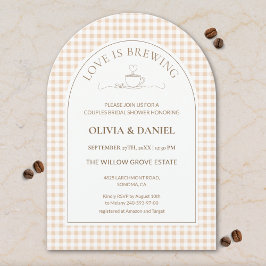 Invitación Love Is Brewing Gingham Coffee Couples Shower 