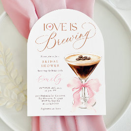 Invitación Love is Brewing Pink Bow Bridal Shower