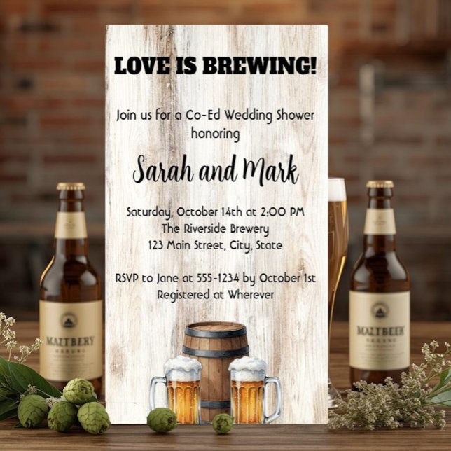 Invitación Love is Brewing Rustic Couples Bridal Shower (Subido por el creador)