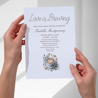 Invitación Love Is Brewing Rustic Espresso Bridal Shower