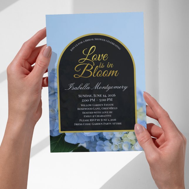 Invitación Love Is in Bloom Blue Hydrangea Despedida de Solte (Love Is in Bloom Blue Hydrangea Bridal Shower Invitations
)