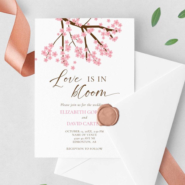 Invitación Love is in Bloom Cherry Blossoms Wedding (Subido por el creador)