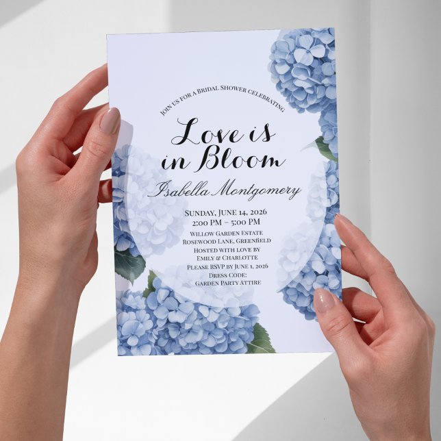 Invitación Love Is in Bloom Despedida de Soltera de Hortensia (Love Is in Bloom Spring Hydrangea Bridal Shower Invitations
)