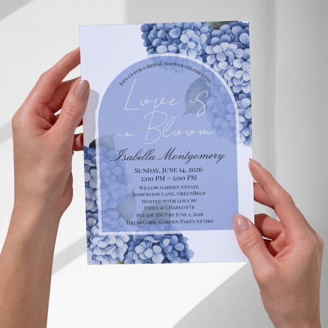 Invitación Love Is in Bloom Modern Blue Hydrangea (Love Is in Bloom Modern Blue Hydrangea Invitations
)