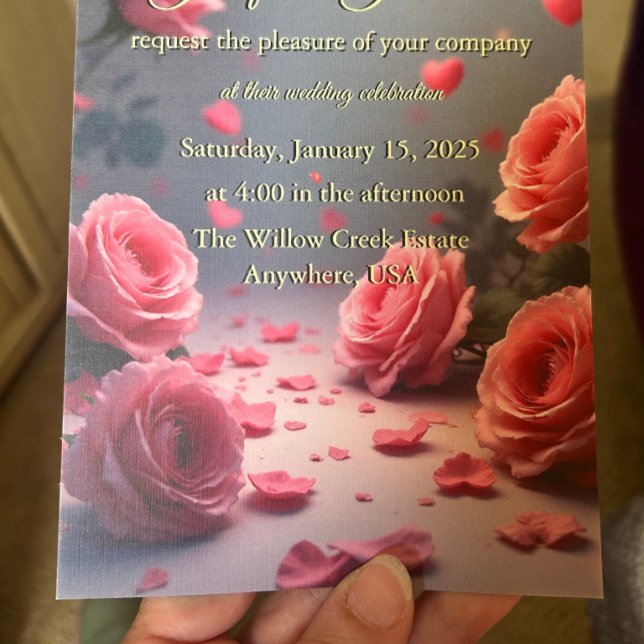 Invitación Love is in Bloom Pink Roses Romantic Wedding (Subido por el creador)