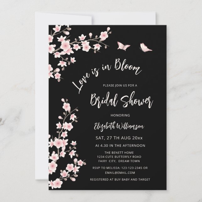 Invitación Love Is In Bloom | QR Code Registry Bridal Shower (Anverso)