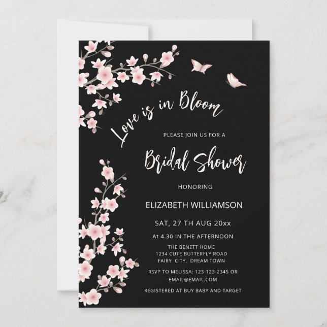 Invitación Love Is In Bloom | QR Code Registry Bridal Shower (Anverso)
