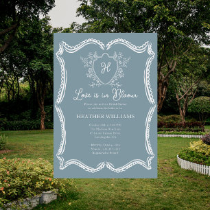 Invitación Love Is In Bloom Regency Crest Azul Baby Shower Nu