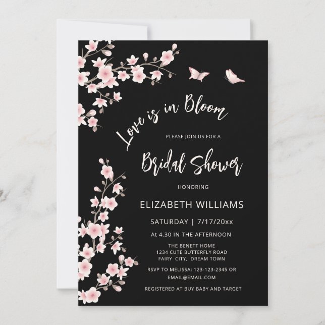 Invitación Love Is In Bloom | Registro de Código QR para la D (Anverso)