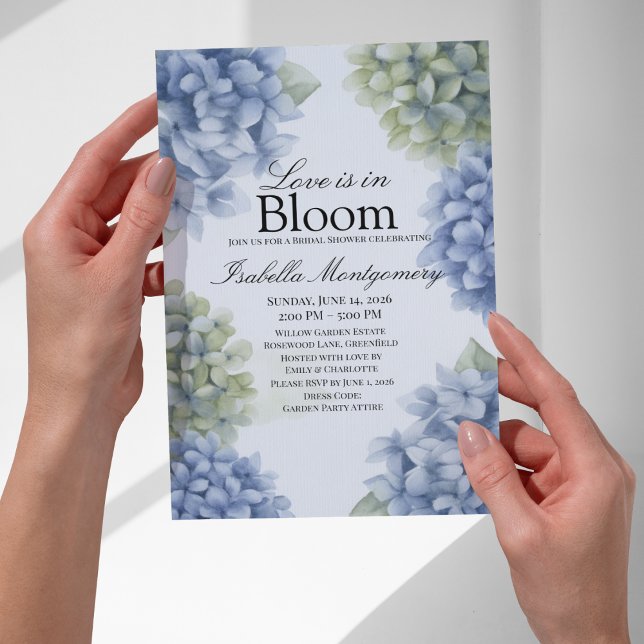 Invitación Love Is in Bloom Spring Blue Rustic Hydrangea (Love Is in Bloom Spring Blue Rustic Hydrangea Invitations
)