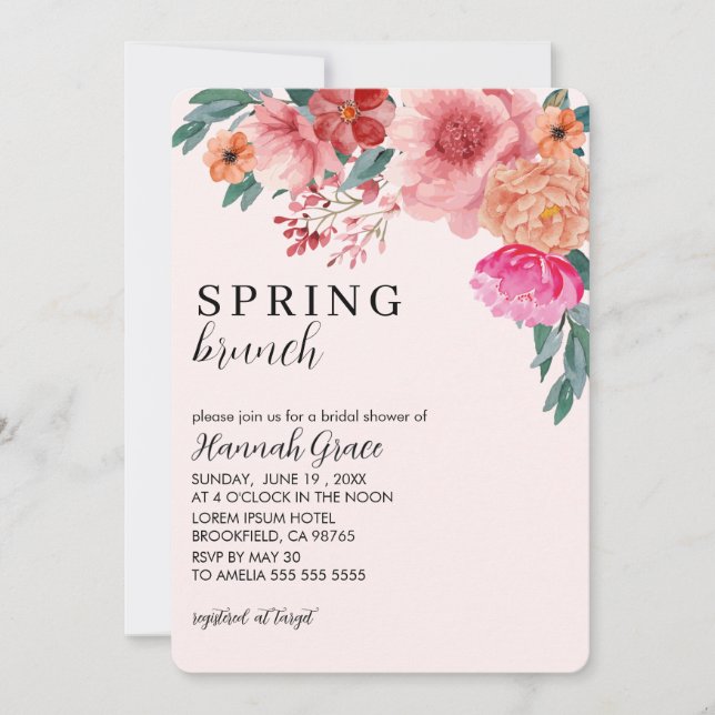 Invitación Love is in bloom spring floral Bridal Shower (Anverso)