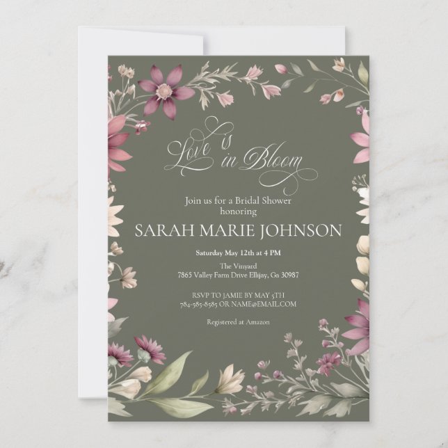 Invitación Love is in Bloom Spring Floral Bridal Shower (Anverso)