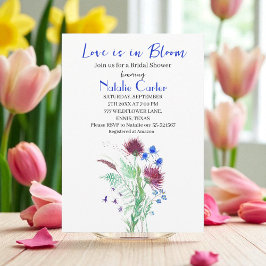 Invitación Love is in Bloom Thistle Floral Bridal Shower 