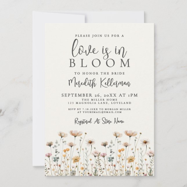 Invitación Love Is In Bloom Wildflower Bridal Shower (Anverso)