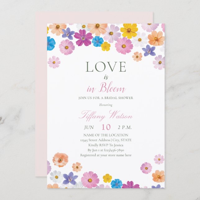 Invitación Love is in Bloom Wildflower Garden Bridal Shower (Anverso / Reverso)