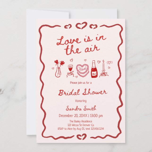 Invitación Love Is In The Air Bridal Shower (Anverso)