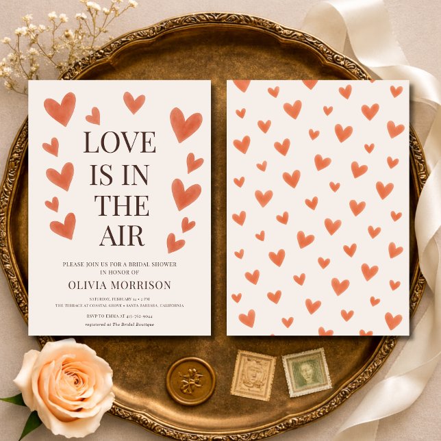 Invitación Love Is in the Air Hearts Bridal Shower (Subido por el creador)