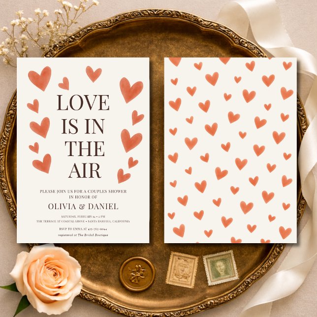 Invitación Love is in the Air Hearts Couples Shower (Subido por el creador)