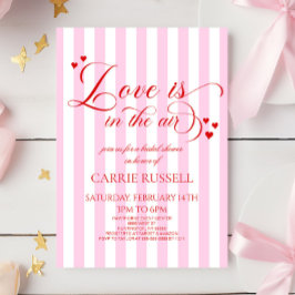 Invitación Love Is In The Air Pink Red Hearts Bridal Shower
