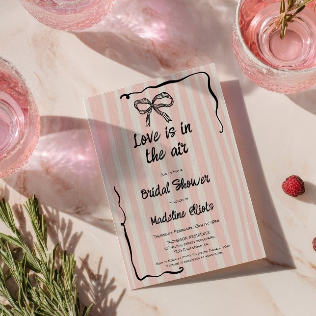 Invitación Love Is in the Air Retro Pink Quirky Bridal Shower (Love Is in the Air Retro Pink Quirky Bridal Shower Invitation)