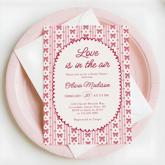 Invitación Love Is In The Air Valentine Bow Bridal Shower (Subido por el creador)