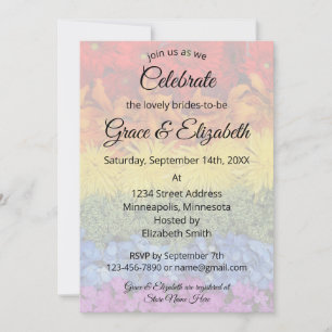 Invitación Love Is Love Orgullo Floral Lluvia de Regalos Nupc